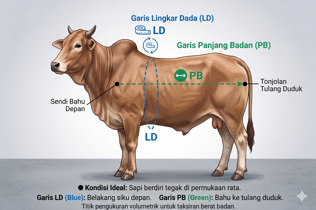 Ilustrasi Pengukuran LD dan PB Sapi